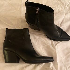 Black Leather Ankle Boots Sam Edelman women 8.5 8 1/2 size 1western pointed